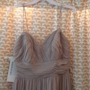 Taupe long dress spaghetti strap triangle necklin